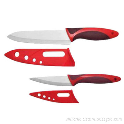 Good-quality 6" chef's and 5" utility knife with safety sheath